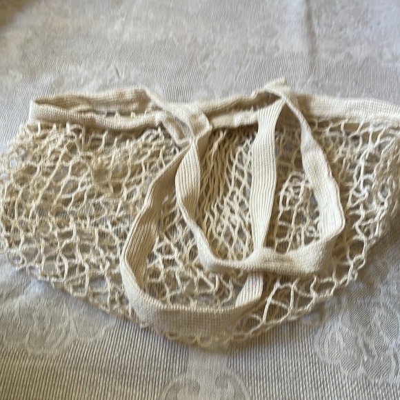 NWT Cream color cotton Mesh Net Shopping Market Beach fruits veggies Tote Bag - Picture 4 of 6